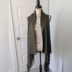 Umgee Green Fringe Vest Size S